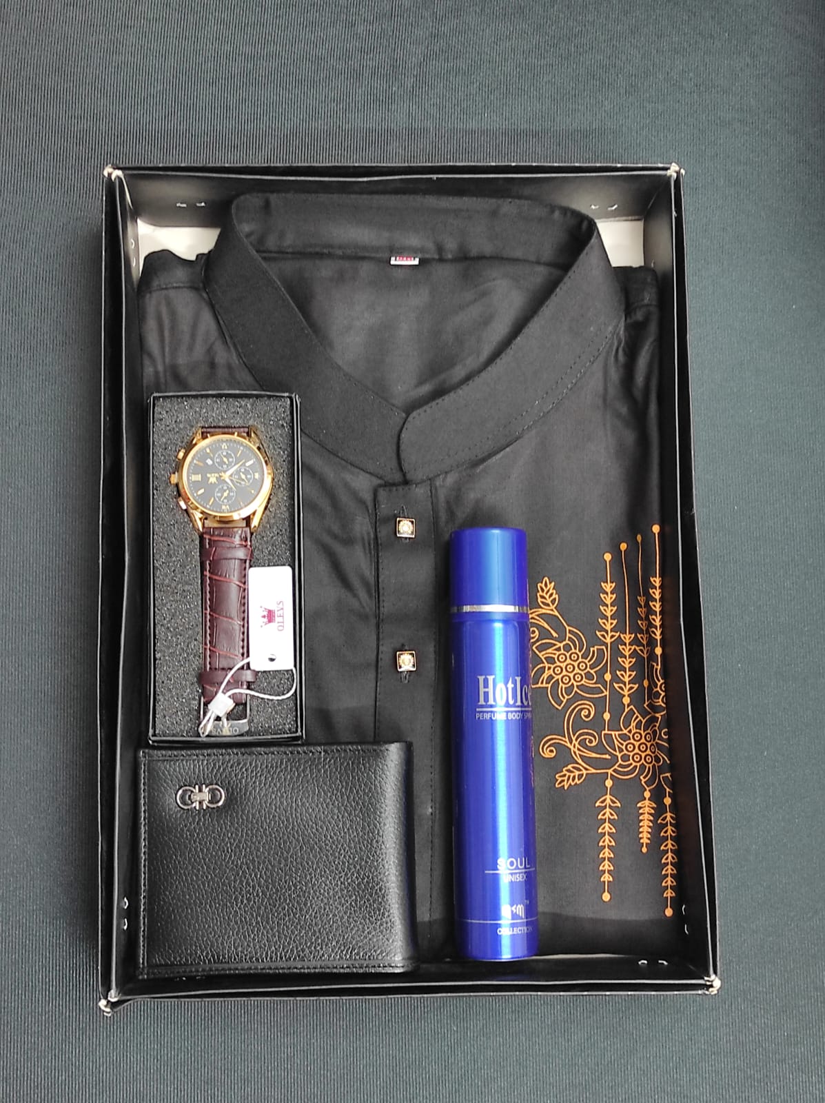 Printed Panjabi + Wallet + Olevs belt + watch & perfume 4508